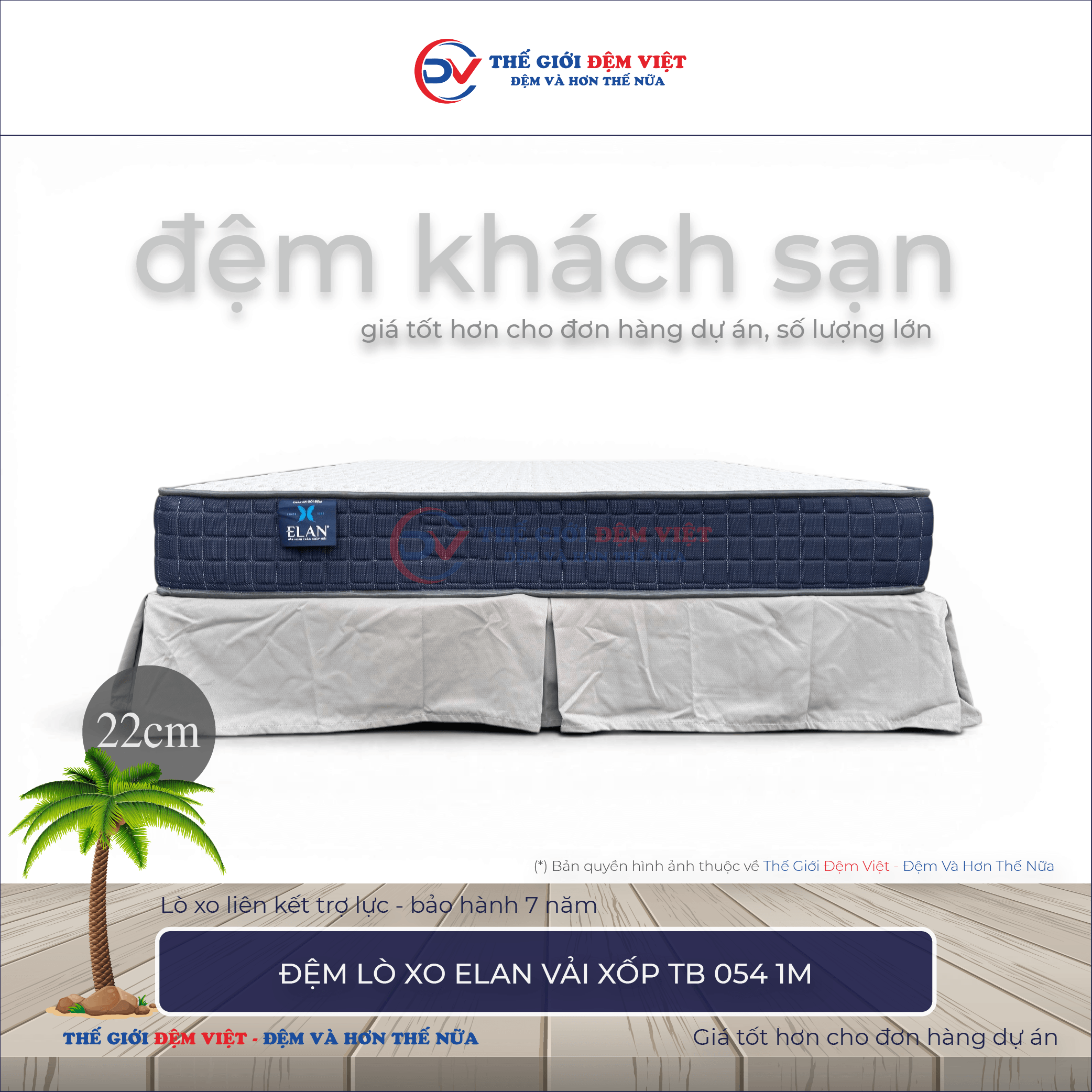 Đệm lò xo Elan TB 054 chần 1M